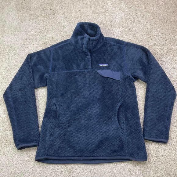 Patagonia Jackets & Blazers - Patagonia Women's Re-Tool Snap-T Fleece pullover Size M Navy logo Pullover